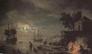 Claude-joseph Vernet Night,A Port in Moonlight (mk43) Sweden oil painting reproduction